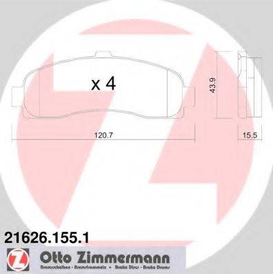Комплект гальмівних колодок, дискове гальмо ZIMMERMANN 21626.155.1